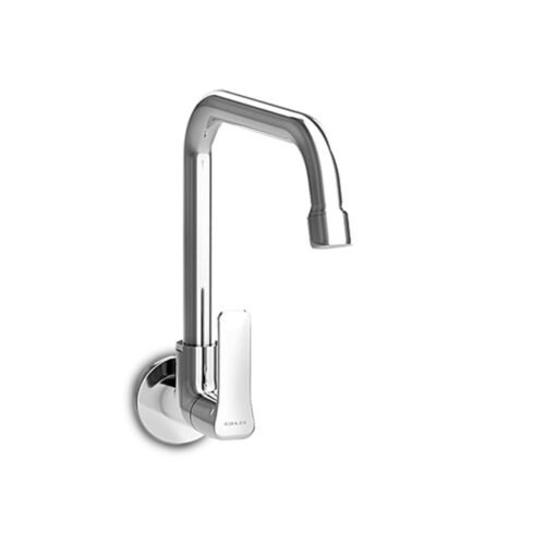 Tri Wall Mount, Cold only Kitchen Faucet, Brass Material, Silver Colour, Polished Chrome Finish, 360 Degree Swivel, 10 Years Warranty