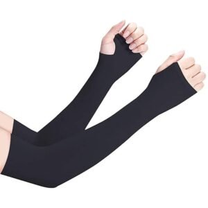 Stylish and Functional Arm Sleeves: Elevate Your Performance and Look Arm Sleeve for Men Women Children with Compression & Cooling Effect (Black)