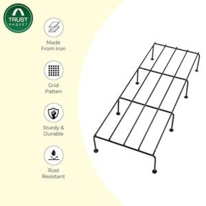 Plant Stand for balcony (Set of 4 Black) | Planter stand for living room - 24 inches | Pot stand for outdoor & Indoor plants