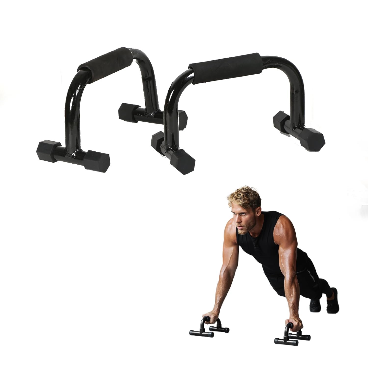 Push Up Bars Stands| Versatile Fitness Bars for Dips, Planks, Tricep Dips or Upper Body Workout | Black Steel Design Bar Stands for Home and Gym