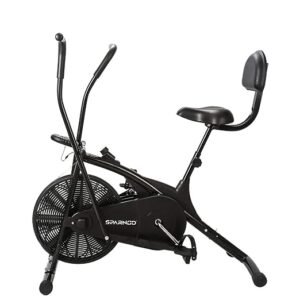 Upright Air Bike Exercise Cycle for Home Gym - Dual Action for Full Body Workout - Adjustable Resistance, Height Adjustable seat with Back Rest (DIY Installation)
