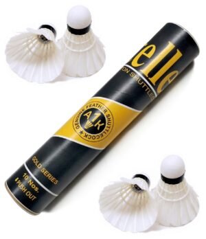 "Fly High with Gold Series Feather Shuttlecock: Pack of 10 in White"