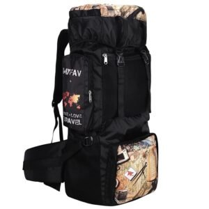 Camping Hiking Rucksack Trekking Bag with Water Proof Cover Printed Bag for Multipurpose Use