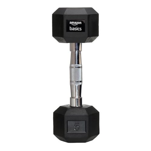 Rubber Encased Hex Dumbbell Weight Set of 1, 5 Kg