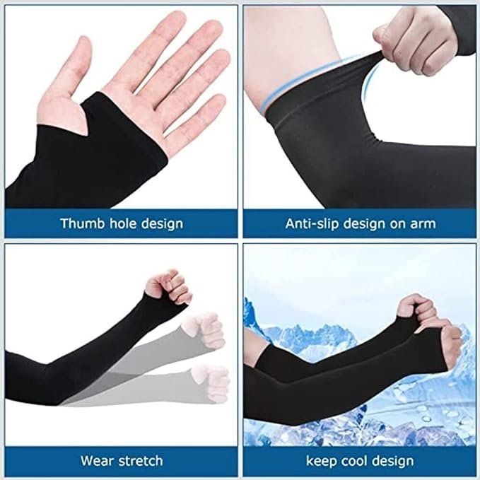 Stylish and Functional Arm Sleeves: Elevate Your Performance and Look Arm Sleeve for Men Women Children with Compression & Cooling Effect (Black)