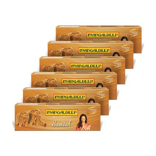 Mangaldeep Sandal Agarbatti Total 456 Sticks, Wood, 480 Count, Pack of 6