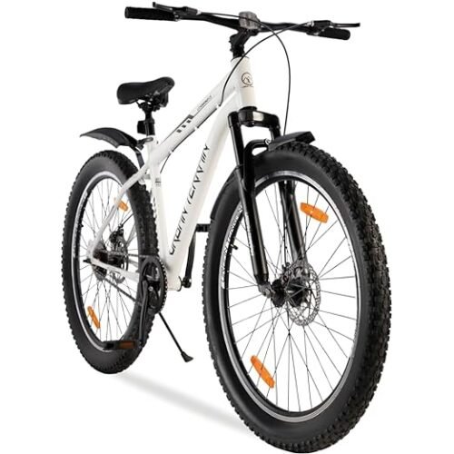 MTB 27.5T Single Speed Bike with Front Suspension & Dual Disc Brake Cycle for Men/Boys Mountain Bike UT5000S27.5 | Ideal for 15+ Years (White)