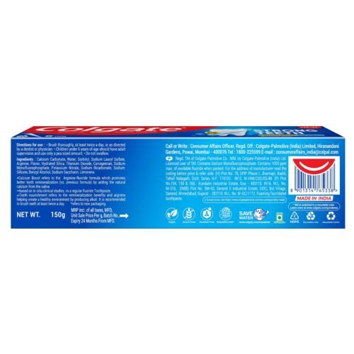 Colgate Strong Teeth, 150g, India’s No: 1 Toothpaste Brand, Calcium-boost for 2X Stronger Teeth, Prevents cavities, Whitens Teeth, Freshens Breath - Image 2