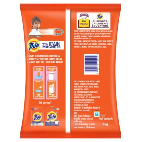"Experience Freshness: Tide Plus Detergent Washing Powder with Double Power Lemon and Mint - 1 kg - Image 2