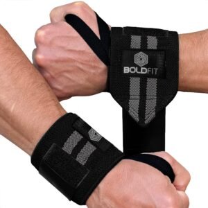 "Enhance Your Performance: Grey Wrist Wrap Gym Accessories for Men - Optimal Hand Grip & Wrist Support for Weightlifting and Sports"