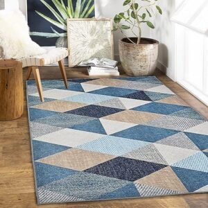 Printed 3D Jet Vintage Persian Carpet Rug Runner and Carpets for Bedroom/Living Area/Home with Anti Slip Backing (3x5 ft, Crystals)