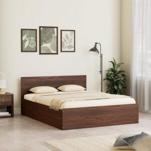 Solimo Altamore Engineered Wood Queen Bed with Storage, Non Woven Base (Walnut Finish)