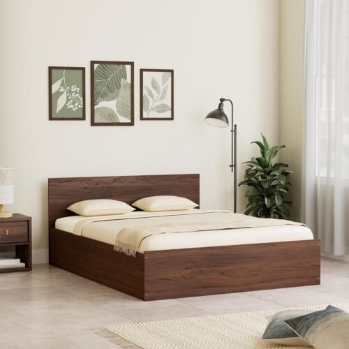 Solimo Altamore Engineered Wood Queen Bed with Storage, Non Woven Base (Walnut Finish)