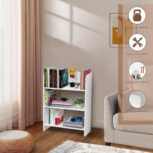 Bookcase with 3 Tier Books Storage Organizer for Kids Multipurpose Shelves for Home, Office, School, Study Room Open Display & Utility