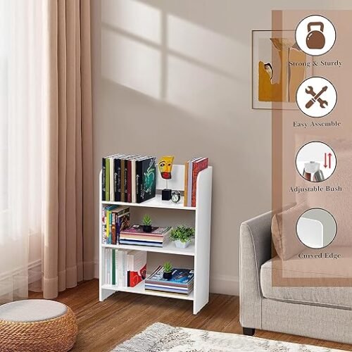 Bookcase with 3 Tier Books Storage Organizer for Kids Multipurpose Shelves for Home, Office, School, Study Room Open Display & Utility