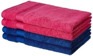 Cotton 4 Piece Hand Towel Set, 500 GSM (Iris Blue and Paradise Pink)